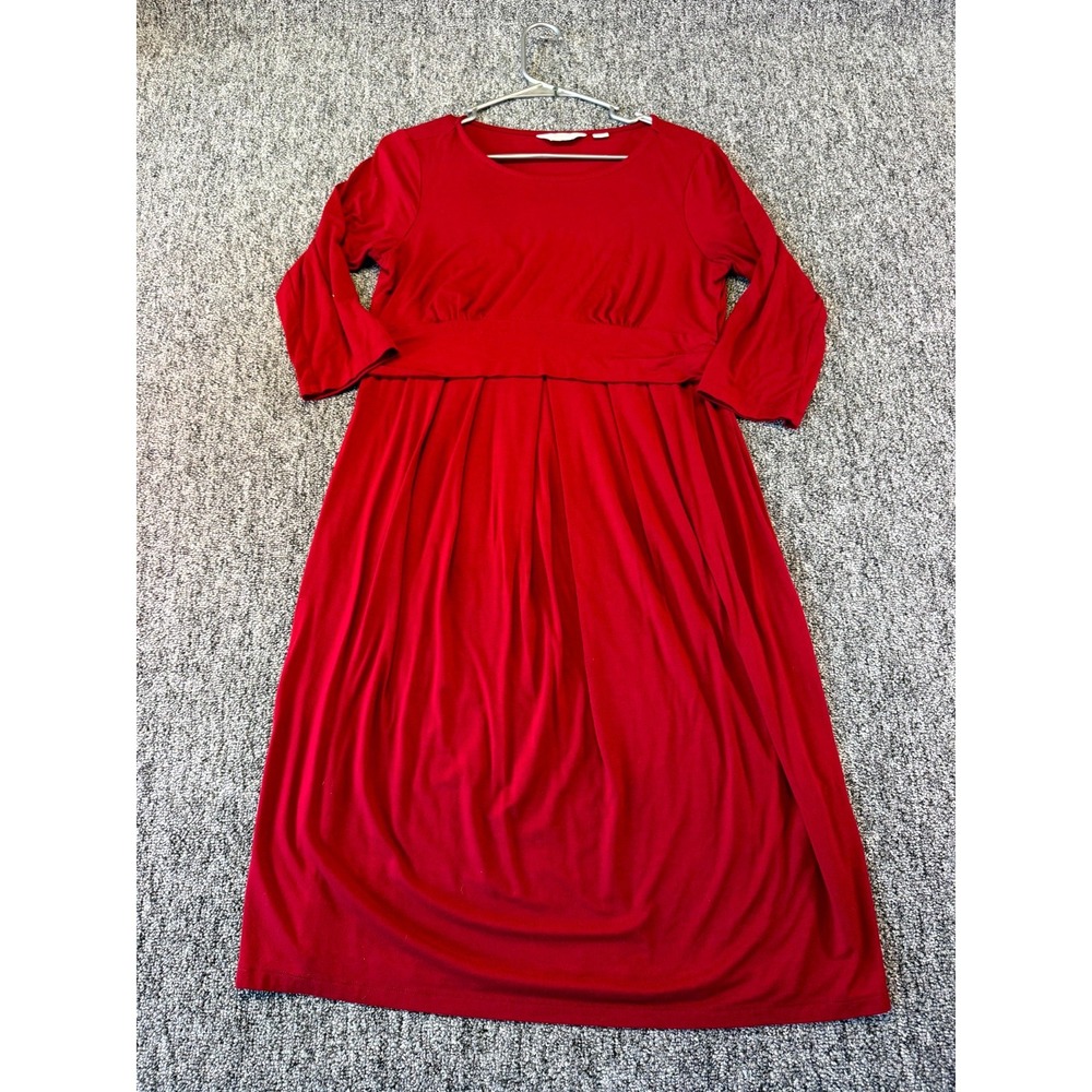 Seraphine Maternity Dress Womens 8 Red 3/4 Sleeve Pregnancy Chic Round Neck